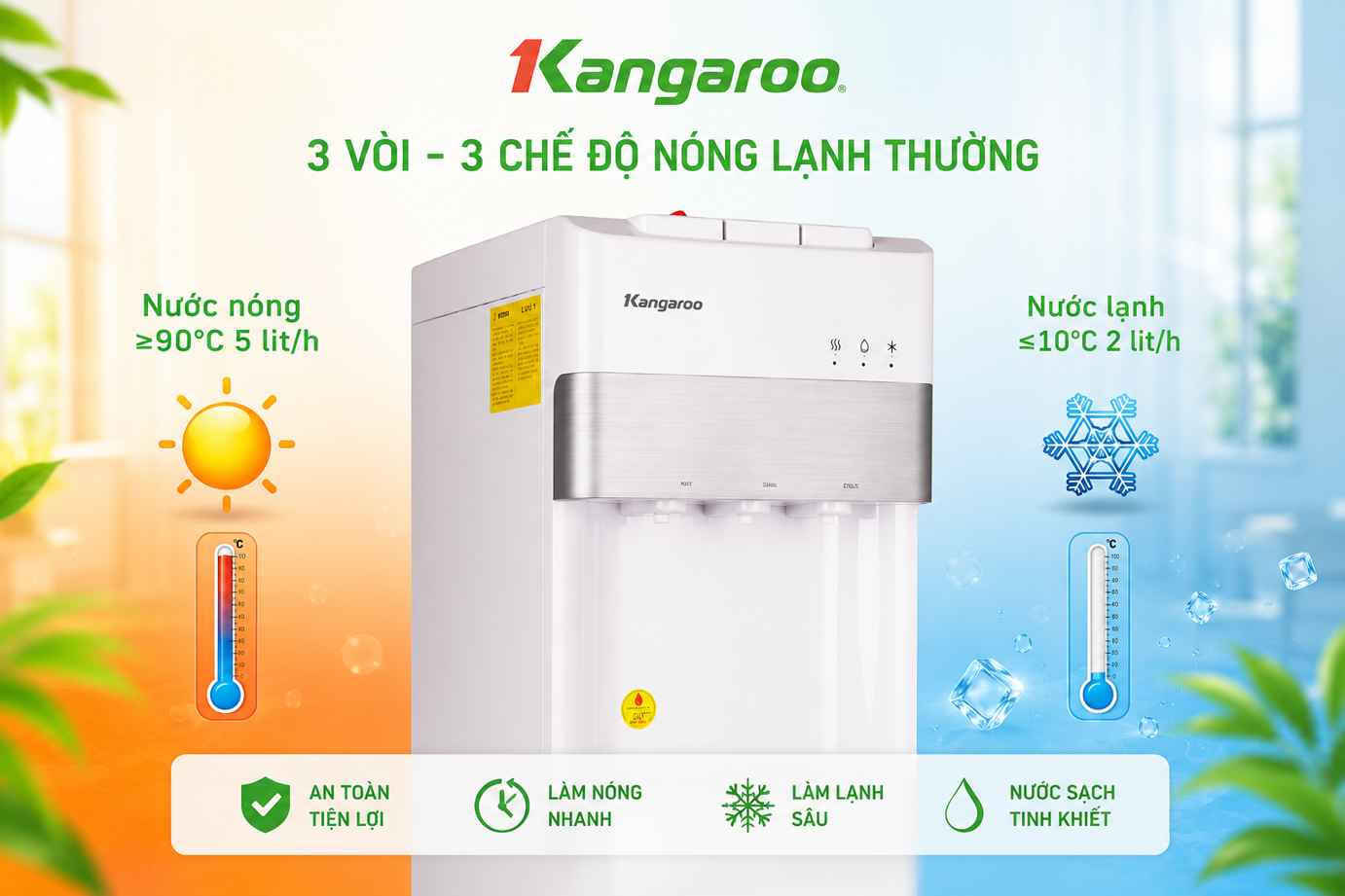3 vòi - 3 chế độ nóng lạnh thường